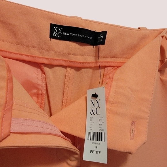 NY&C Woman Size 18 Petite~ Coral Trousers Pants Stretch NWT T12 - Picture 3 of 7